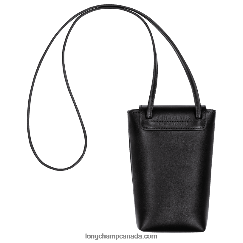 Longchamp Le Pliage Xtra Phone case with leather lace VJ2H4717 Black