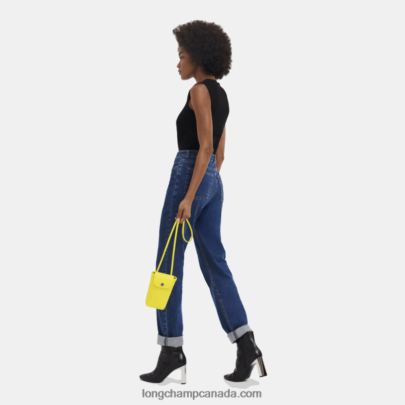 Longchamp Le Pliage Xtra Phone case with leather lace VJ2H4719 Lemon