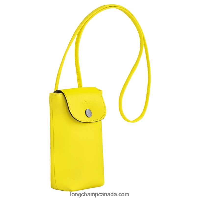 Longchamp Le Pliage Xtra Phone case with leather lace VJ2H4719 Lemon