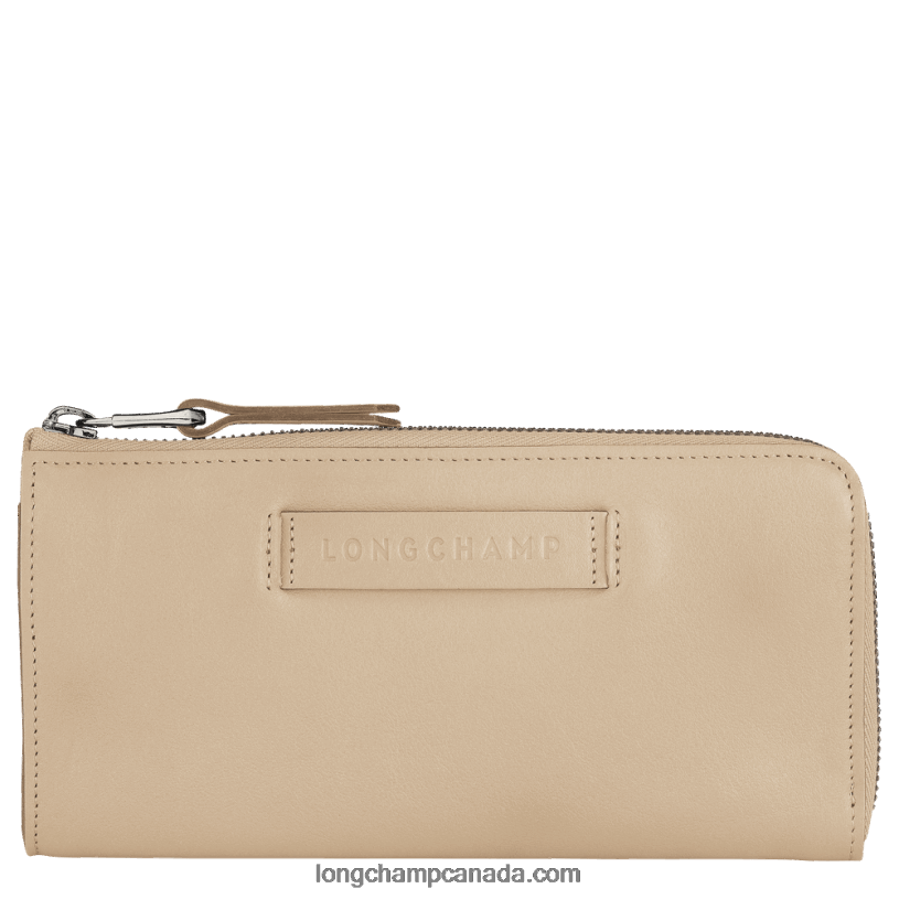 Longchamp 3D Wallet with zip around VJ2H4621 Beige