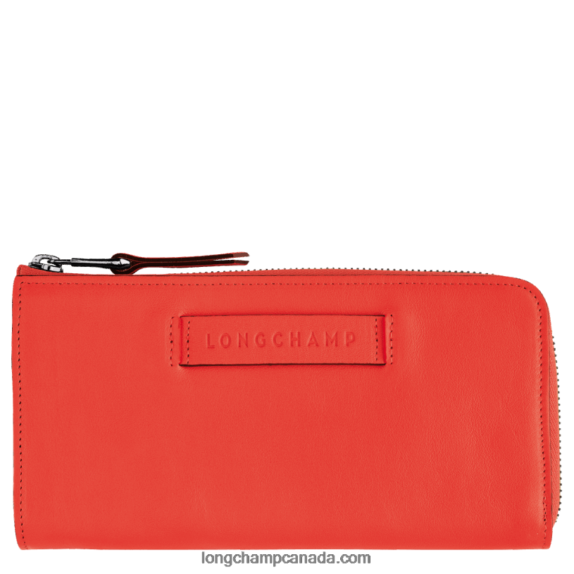 Longchamp 3D Wallet with zip around VJ2H4623 Orange