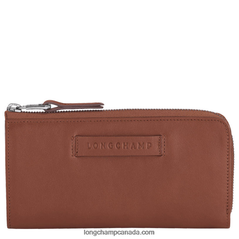 Longchamp 3D Wallet with zip around VJ2H4624 Cognac